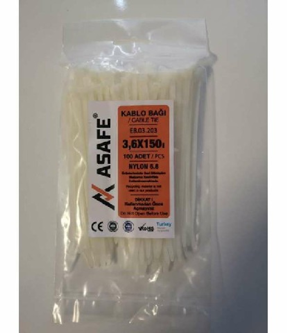 3,6X150 PLASTİK KABLO BAĞI (100 AD)