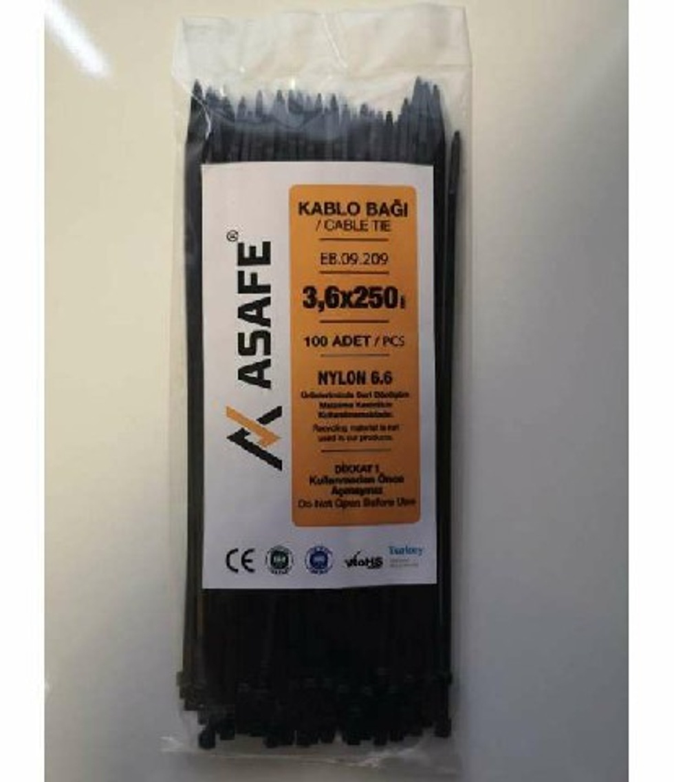 3,6X250 PLASTİK KABLO BAĞI (100 AD.)